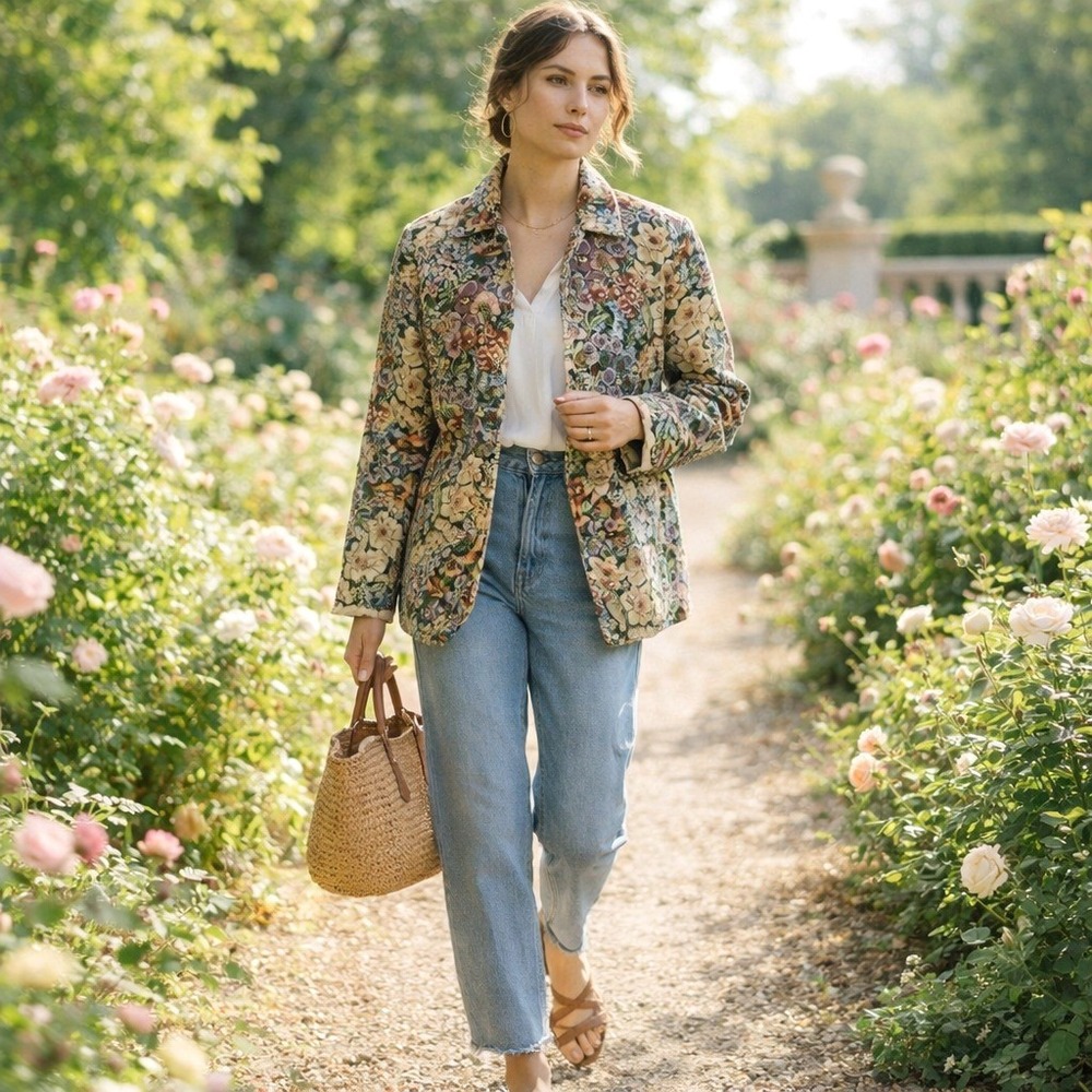 Draper & Damon's Vintage Floral Tapestry Jacket M Cottagecore Garden Academia